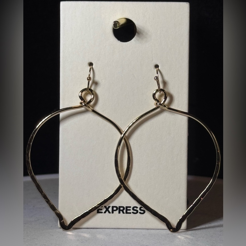 EXPRESS Gold Tone Dangle Geometric Hoop Earrings 2.5 inch approx